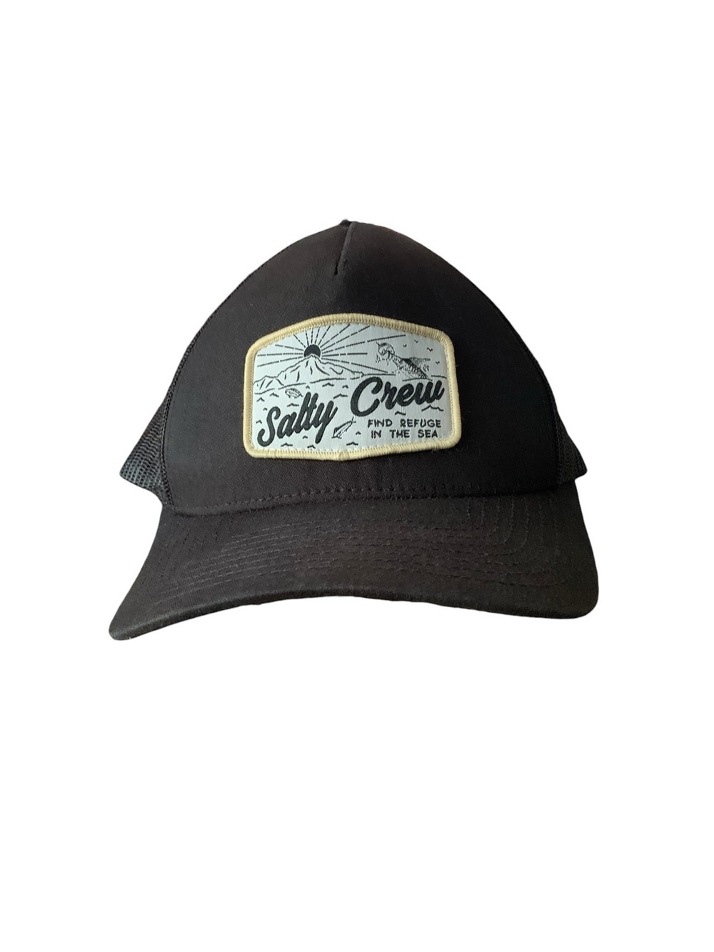 Salty Crew Black Trucker Hat Snapback Coastal Surf Patch Cap